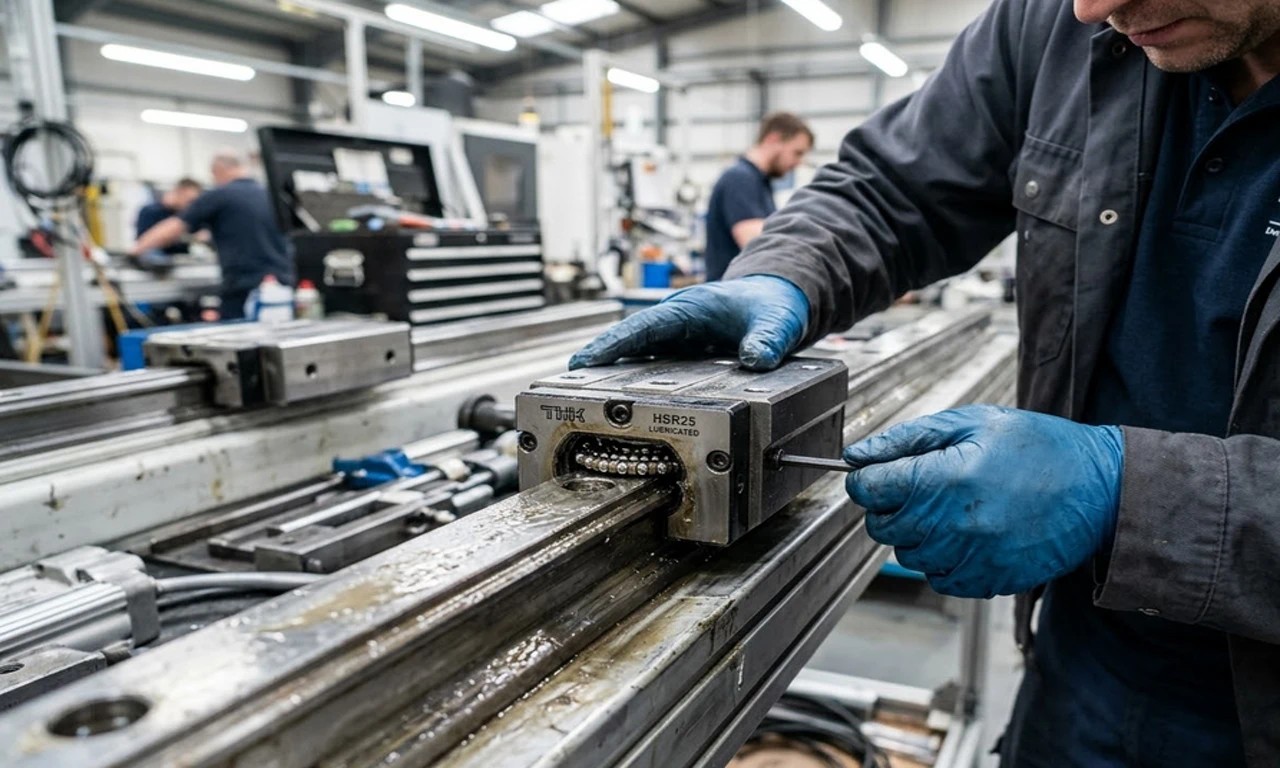 Установка каретки PMI на станину фрезерного станка