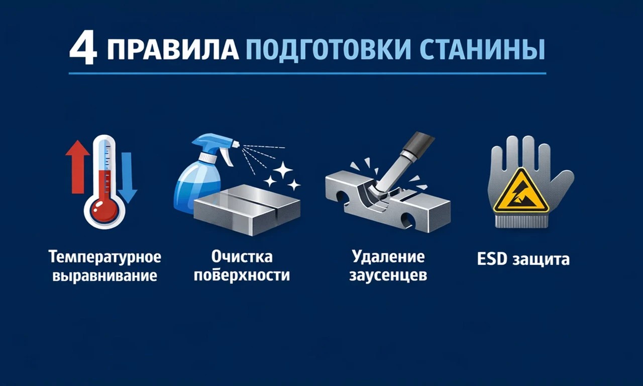 Инфографика: 4 правила подготовки станины перед монтажом рельсов